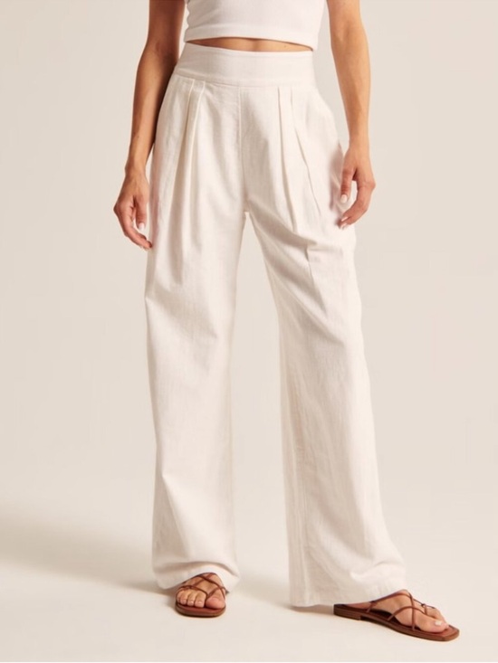 Abercrombie & Fitch Pants - ABERCROMBIE & FITCH White Linen Blend Ultra Wide Leg Trousers Pants - Size XS